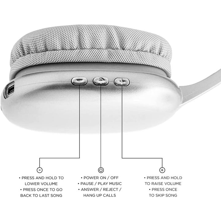 GABBA GOODS AUDIFONOS BLUETOOTH ON EAR COLOR PLATA