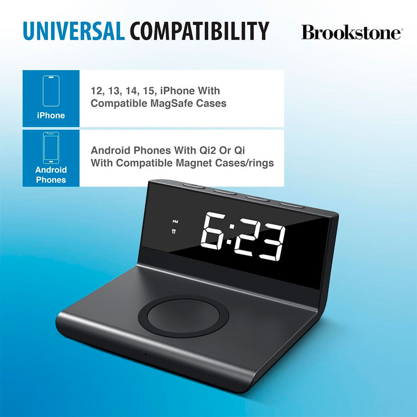 BROOKSTONE RELOJ DESPERTADOR DIGITAL C/CARGADOR NEGRO