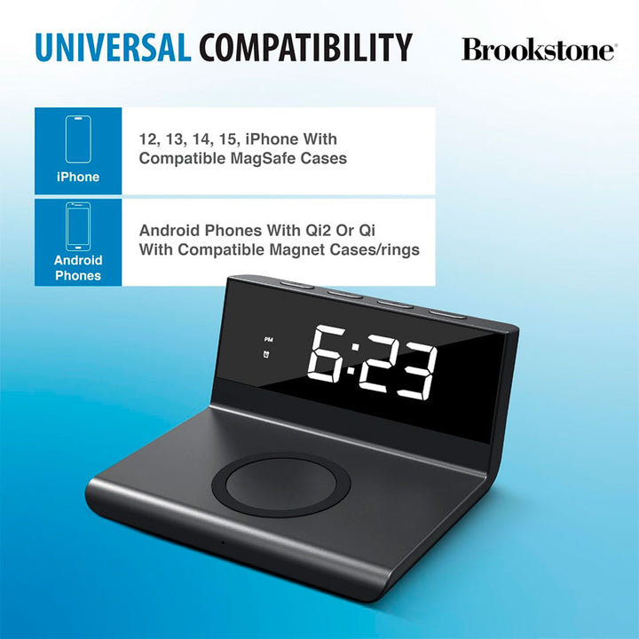 BROOKSTONE RELOJ DESPERTADOR DIGITAL C/CARGADOR NEGRO