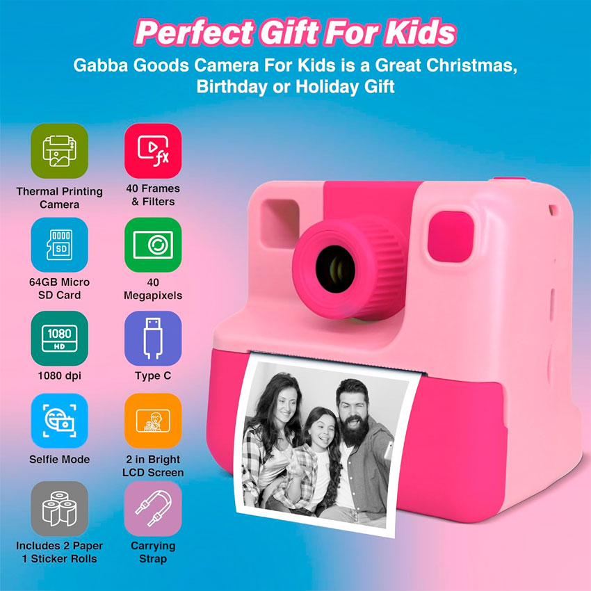 GABBA GOODS CAMARA DIGITAL INSTA PRINT ROSA