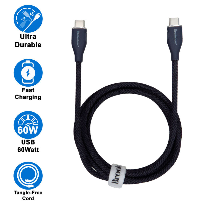 BROOKSTONE CABLE USB TIPO C A USB TIPO C 60W 1.8M AZUL