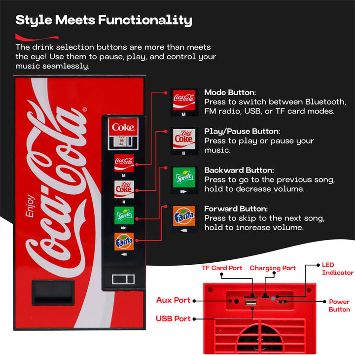 BOCINA BLUETOOTH COCA-COLA VENDING MACHINE