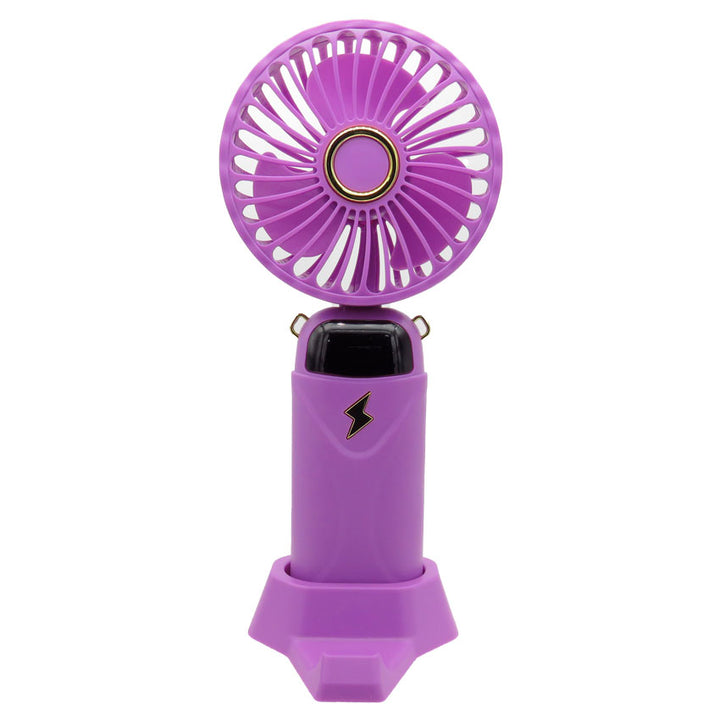 Gabba Goods Ventilador Portatil de Mano 5 Velocidades Recargable con Base y Pantalla Led Purpura