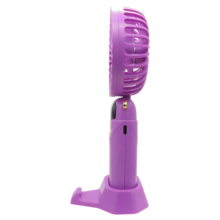 Gabba Goods Ventilador Portatil de Mano 5 Velocidades Recargable con Base y Pantalla Led Purpura