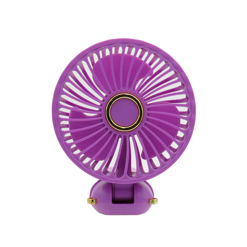 Gabba Goods Ventilador Portatil de Mano 5 Velocidades Recargable con Base y Pantalla Led Purpura