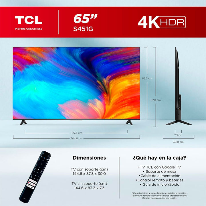 TV TCL 65" LED 4K UHD SMART GOOGLE