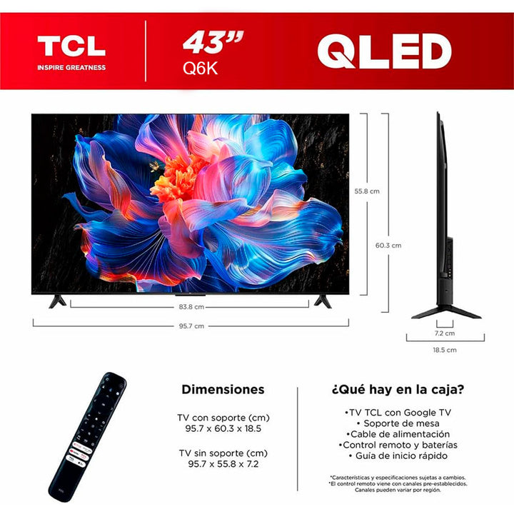 Tv Tcl 43" Qled Full Hd Smart Google Tv