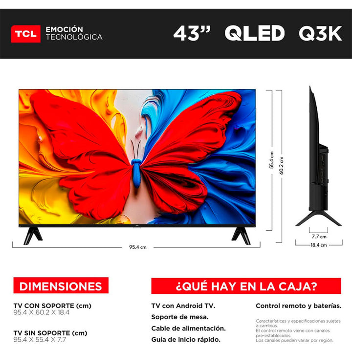 Tv Tcl 43" Qled Full Hd Smart Google Tv