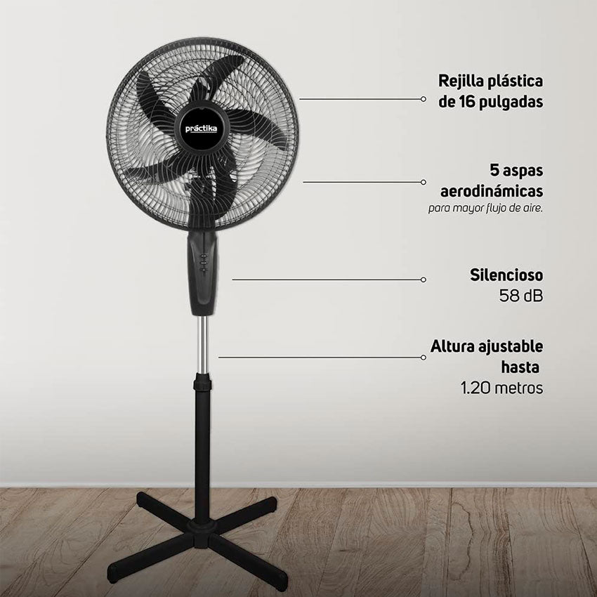 TAURUS VENTILADOR DE PEDESTAL 16 PULGADAS PRACTIKA