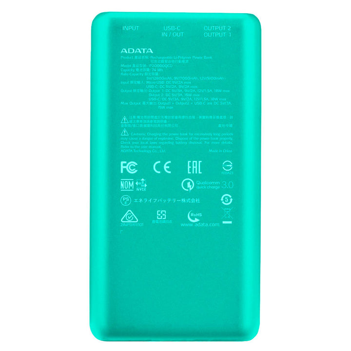 BATERIA DE RESPALDO ADATA 20000 MAH