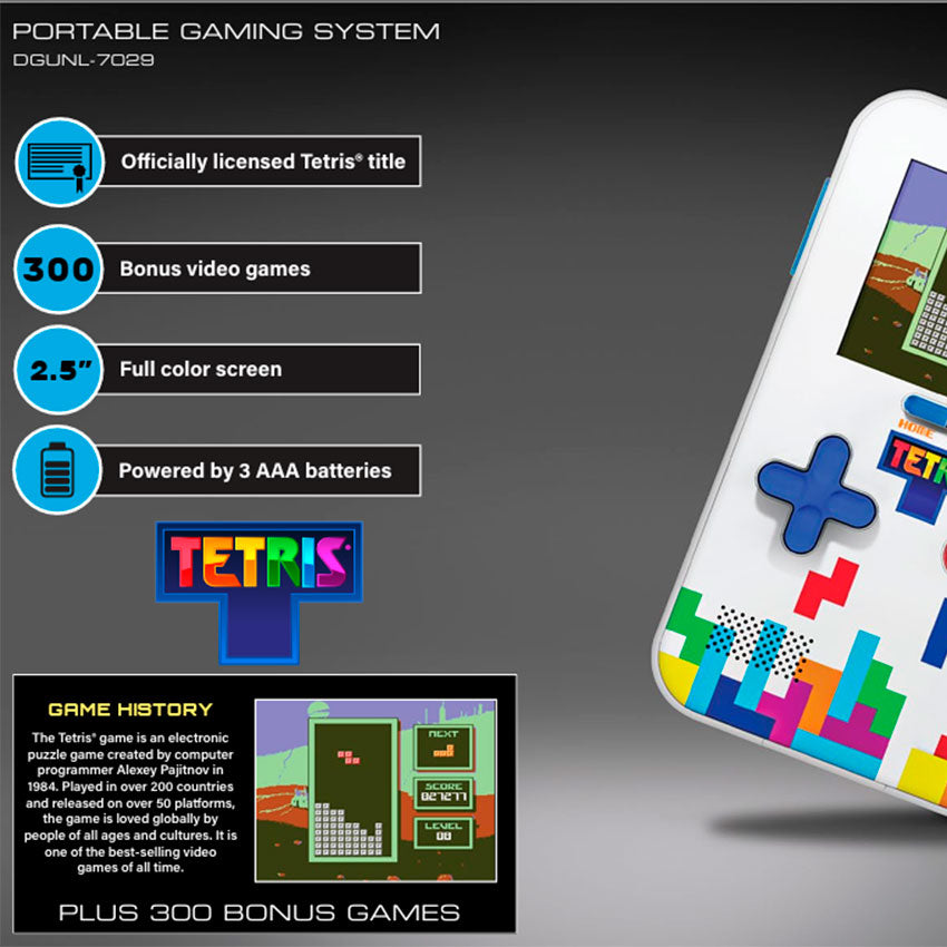 DREAMGEAR CONSOLA PORTÁTIL TETRIS GO GAMER CON 300 JUEGOS Y PANTALLA DE 6.3 CM