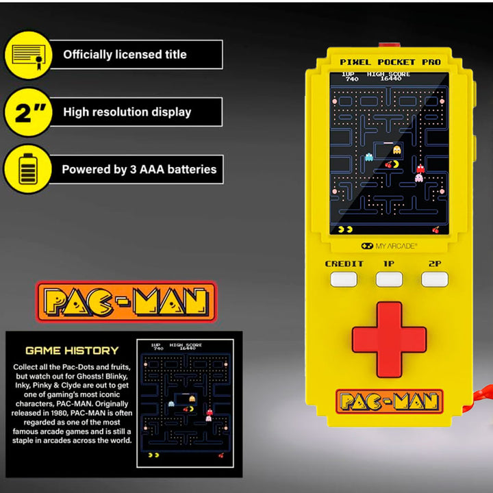 DREAMGEAR CONSOLA PORTÁTIL PAC-MAN PIXEL POCKET PRO CON PANTALLA DE 5.1 CM