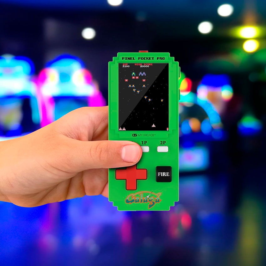DREAMGEAR CONSOLA PORTÁTIL GALAGA PIXEL POCKET PRO CON 2 JUEGOS Y PANTALLA DE 5.1 CM