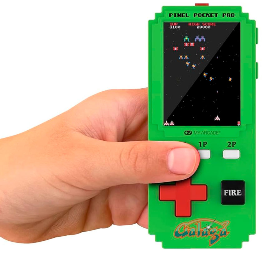 DREAMGEAR CONSOLA PORTÁTIL GALAGA PIXEL POCKET PRO CON 2 JUEGOS Y PANTALLA DE 5.1 CM