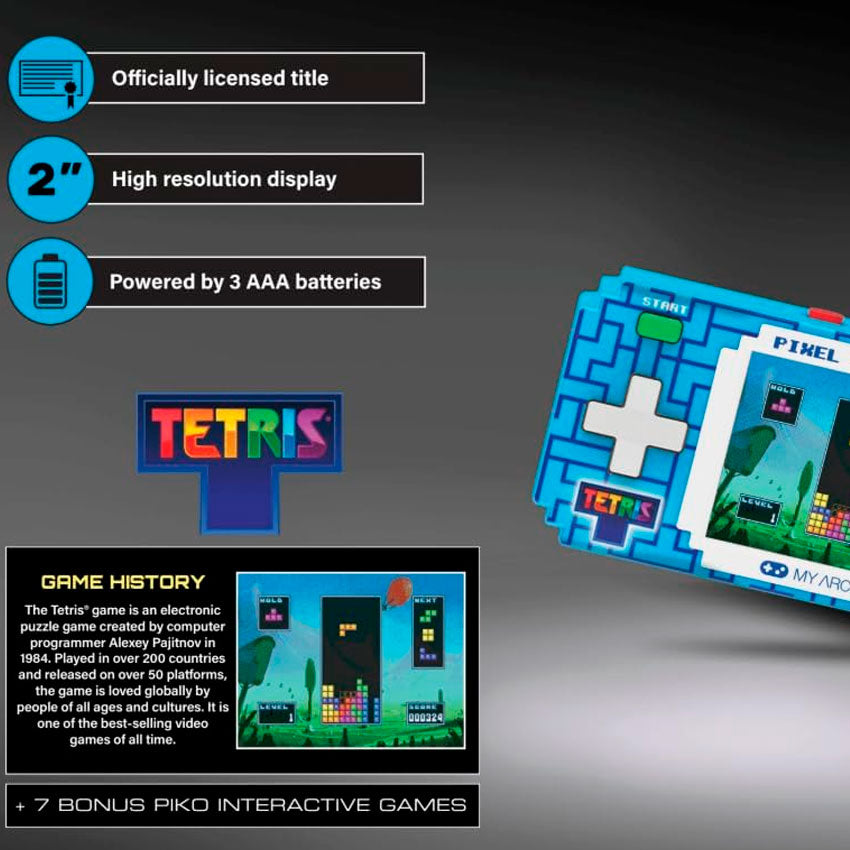 DREAMGEAR CONSOLA PORTÁTIL TETRIS PIXEL POCKET PRO CON 7 JUEGOS Y PANTALLA DE 5.1 CM
