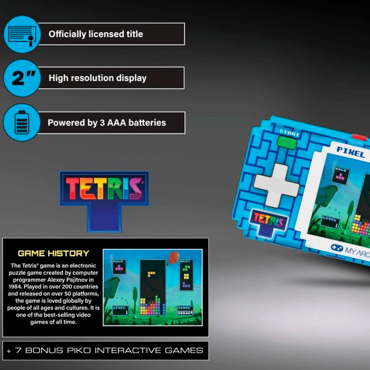 DREAMGEAR CONSOLA PORTÁTIL TETRIS PIXEL POCKET PRO CON 7 JUEGOS Y PANTALLA DE 5.1 CM