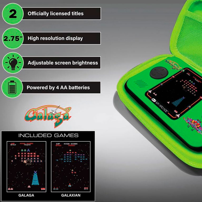 DREAMGEAR CONSOLA PORTÁTIL GALAGA POCKET PLAYER PRO CON PANTALLA DE 7 CM Y ESTUCHE DE VIAJE