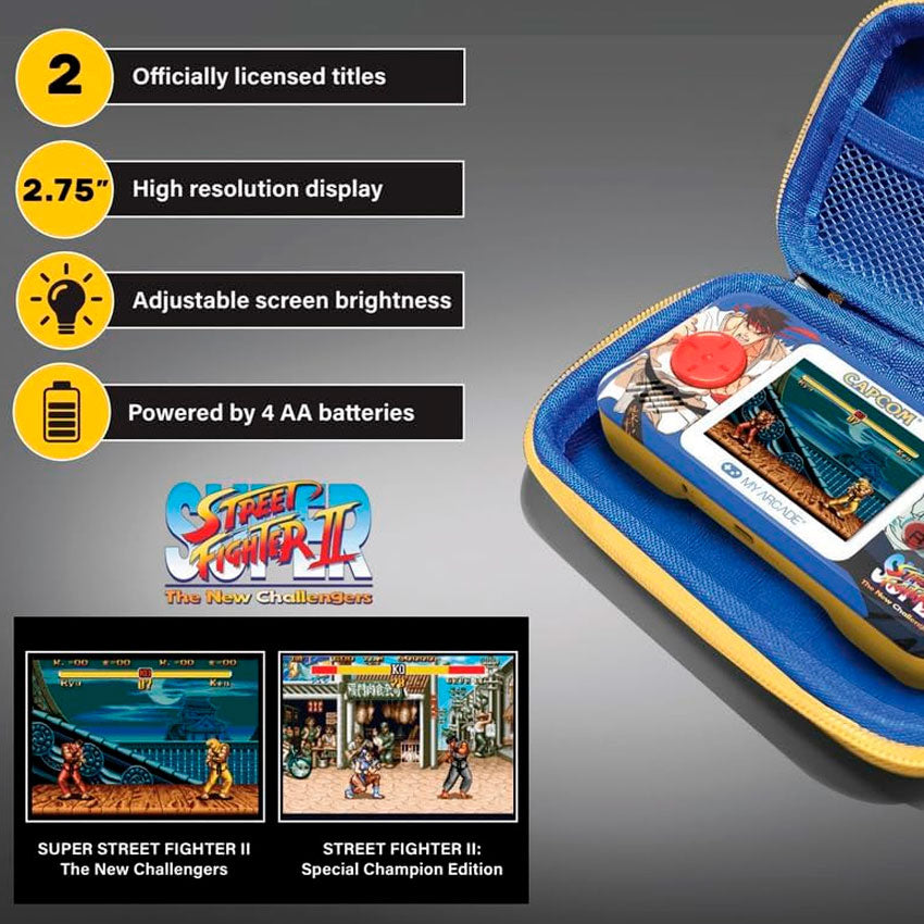 DREAMGEAR CONSOLA PORTÁTIL SUPER STREET FIGHTER II POCKET PLAYER PRO CON PANTALLA DE 7 CM Y ESTUCHE DE VIAJE