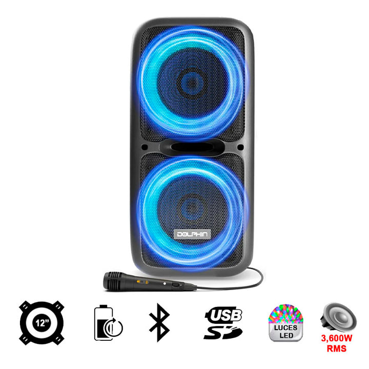 DOLPHIN BAFLE 2X12 PULGADAS 3,600 WATTS BLUETOOTH