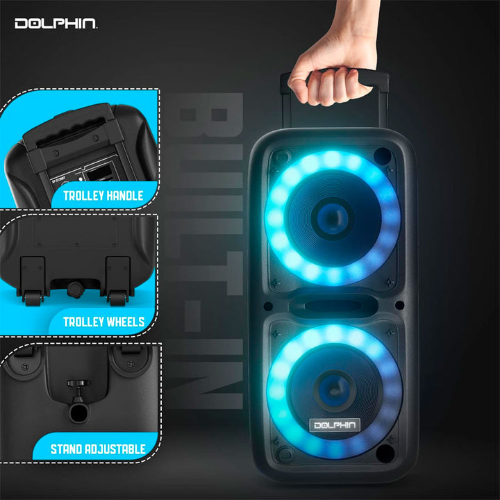 DOLPHIN BAFLE 2X12 PULGADAS 3,600 WATTS BLUETOOTH