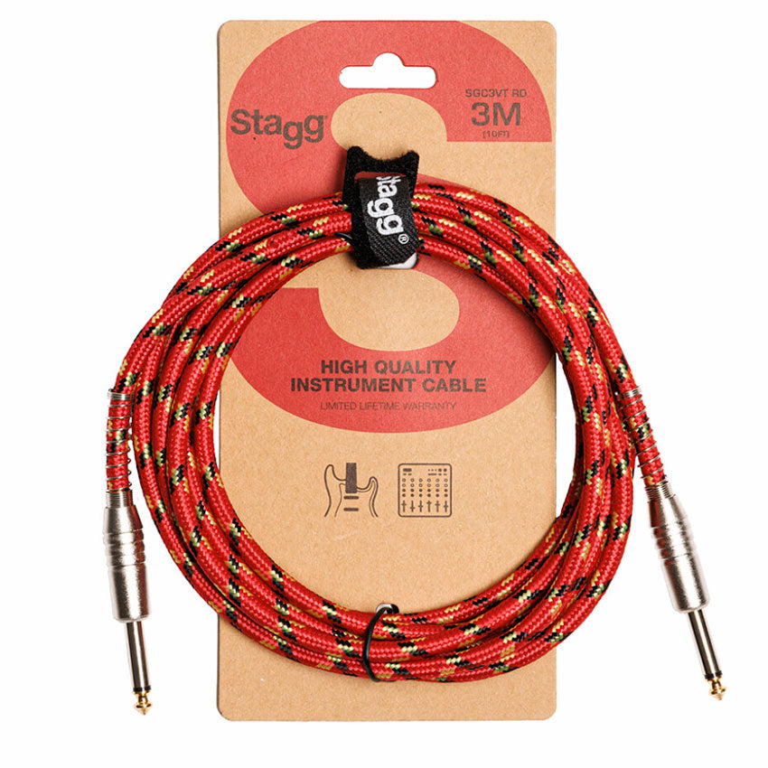 Stagg Cable para Instrumento Vinteweed 3m Rojo