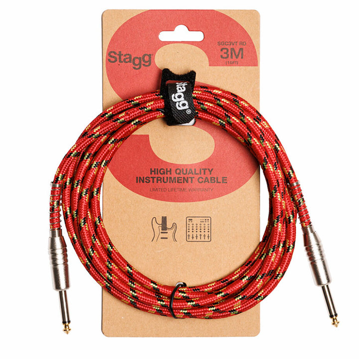 Stagg Cable para Instrumento Vinteweed 3m Rojo
