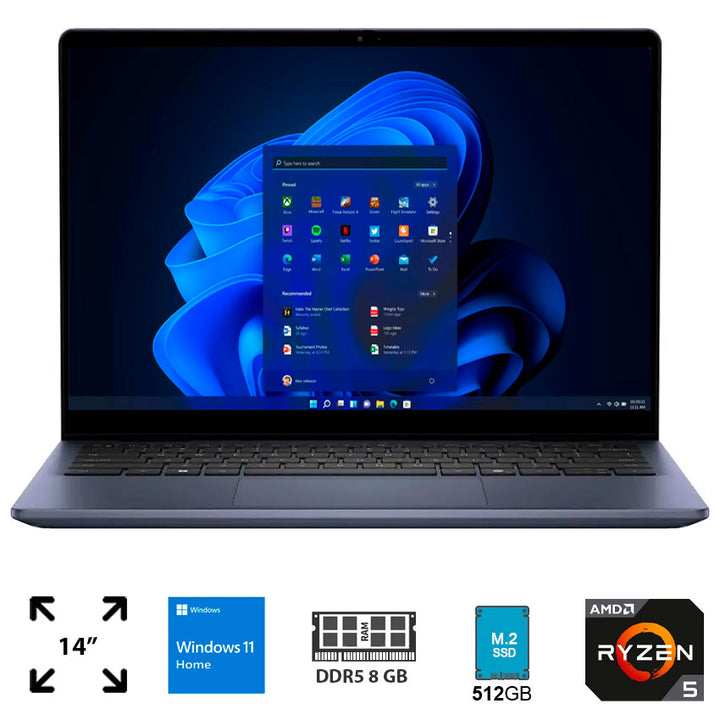 DELL LAPTOP INSPIRON 14" RYZEN 5 8 GB RAM 512 GB SSD WINDOWS 11