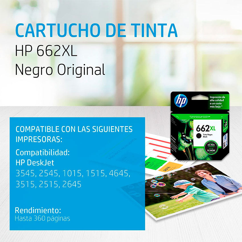 HP CARTUCHO DE TINTA XL NEGRO PARA IMPRESORA #662 NEGRO