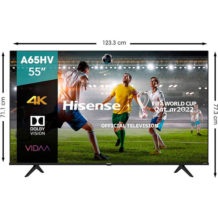 HISENSE TELEVISION 55" PULGADAS RESOLUCION 4K UHD SMART TV 55A65HV