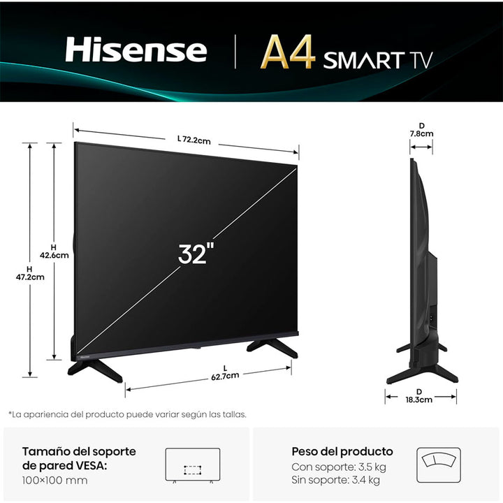 TV HISENSE 32" LED HD SMART VIDAA