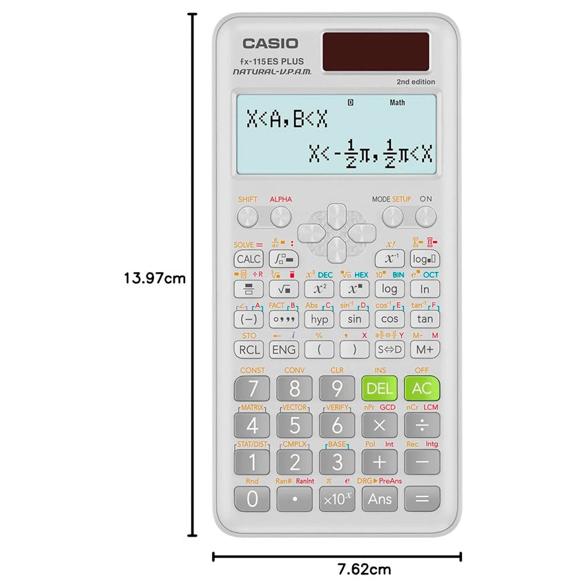 Casio Calculadora Cientifica Fx-115es Plus 2da Edición 252 Funciones, Matrices, Integrales y Display Natural