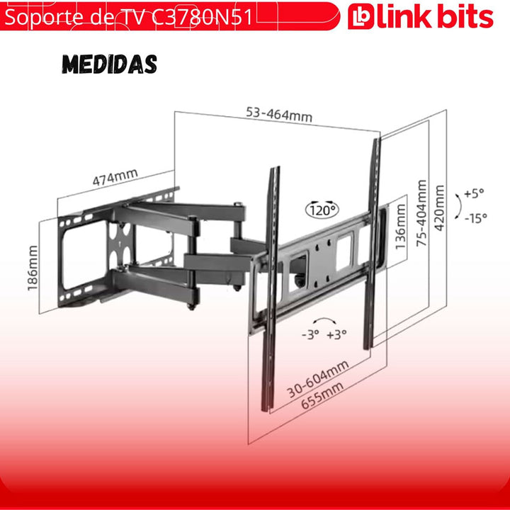 LINKBITS MONTAJE PARA TV MOVIBLE 37" - 80"
