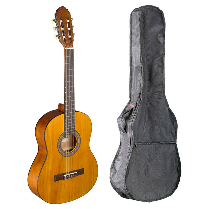 STAGG PACK DE GUITARRA CLÁSICA 3/4 NATURAL CON AFINADOR, FUNDA