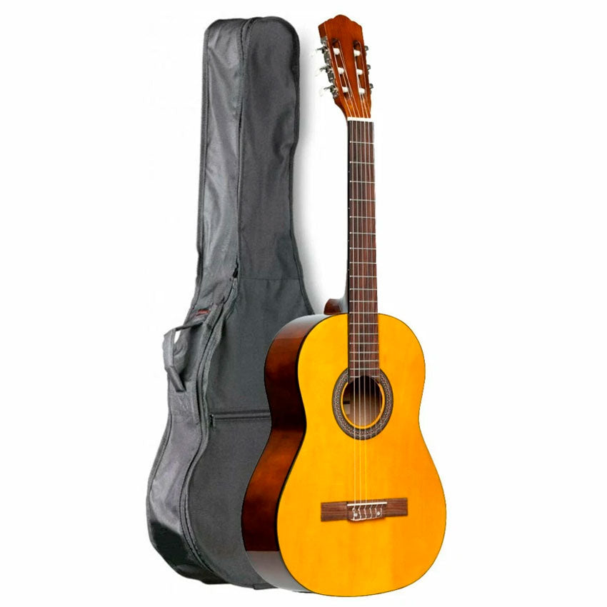 Stagg Pack de Guitarra Clásica 3/4 Natural con Afinador, Funda