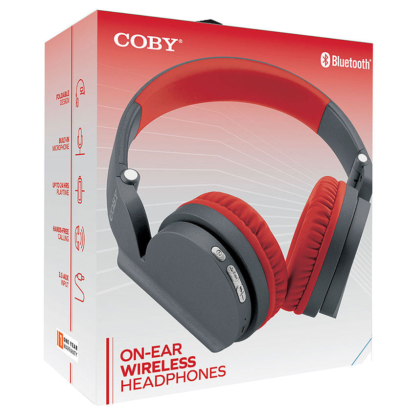 COBY AUDIFONOS BLUETOOTH ON EAR COLOR ROJO