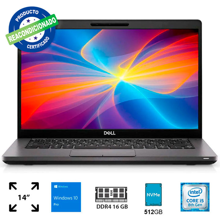 DELL LATITUDE 5400 LAPTOP, 14 PULGADAS NO TÁCTIL, INTEL CORE I5-8365U, 16 GB RAM, 512 GB SSD, CÁMARA WEB, WINDOWS 10 PRO (REACONDICIONADO)