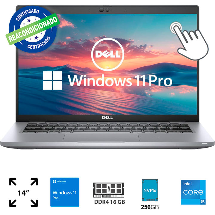 Dell Laptop 14" 16 Gb Ram, 256 Gb Ssd Pantalla Touch Procesador I5-1145g7 Windows 11 Pro Reacondicionado