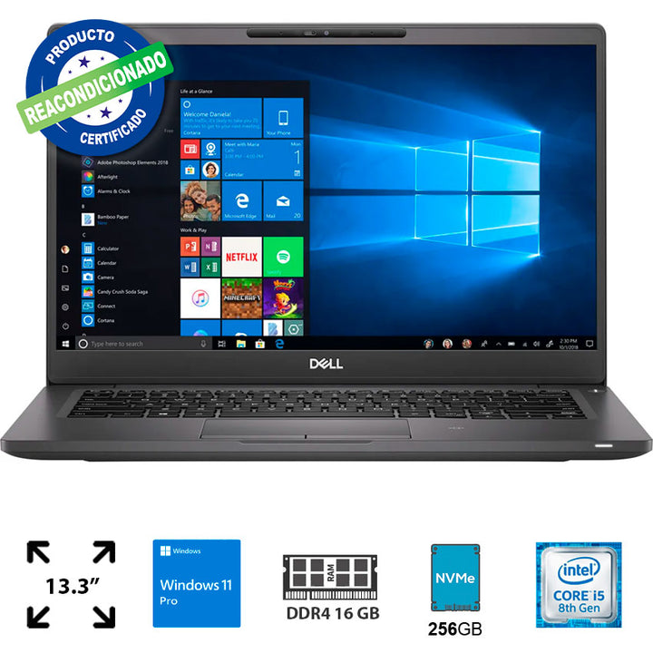 Dell Laptop Latitude 7300 13.3” I5-8365u 16gb Ram 256gb Ssd Windows 11 Pro Reacondicionado