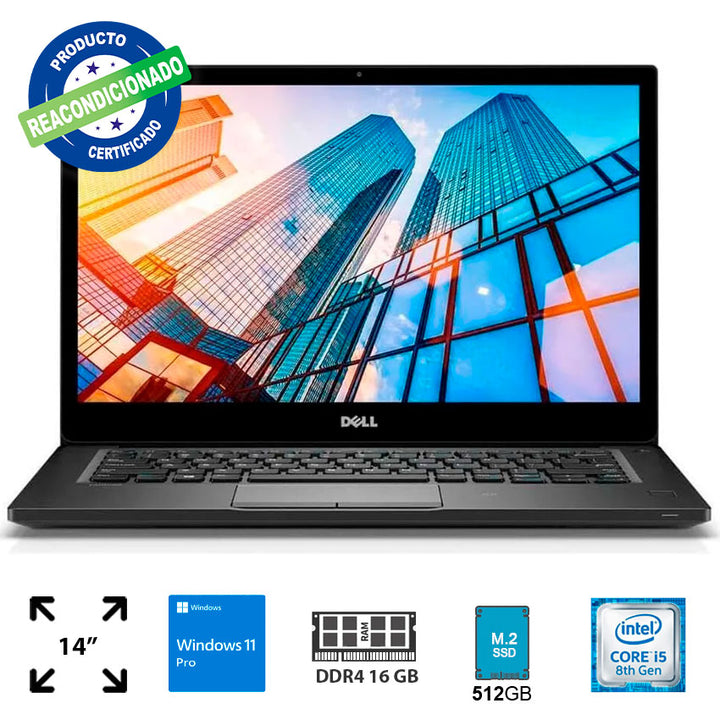 LAPTOP DELL 14" 16 GB RAM, 512 SSD, PROCESADOR I5-8350U, REFURBISHED