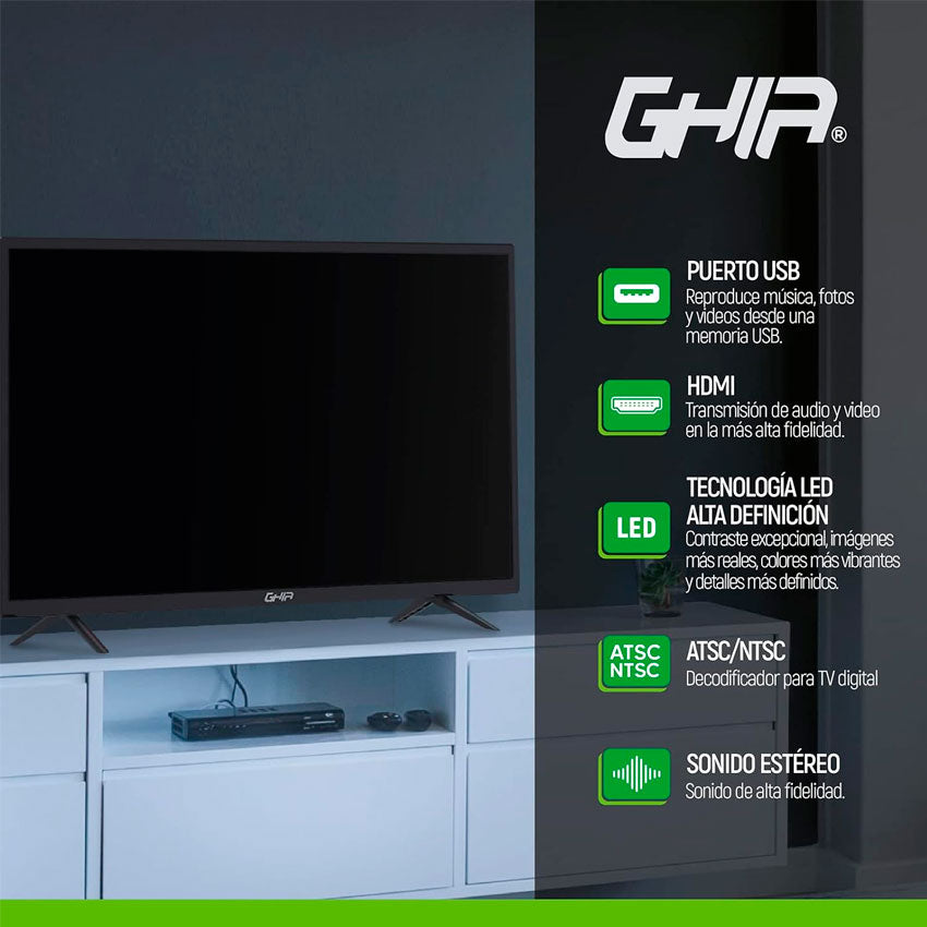 GHIA TELEVISION 32" PULGADAS LED HD G32BHD22 ROKU DE REGALO