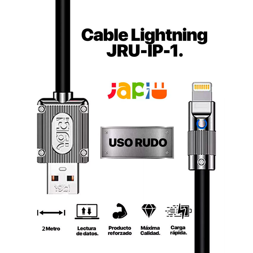 JAPI CABLE USB LIGHTNING 2M