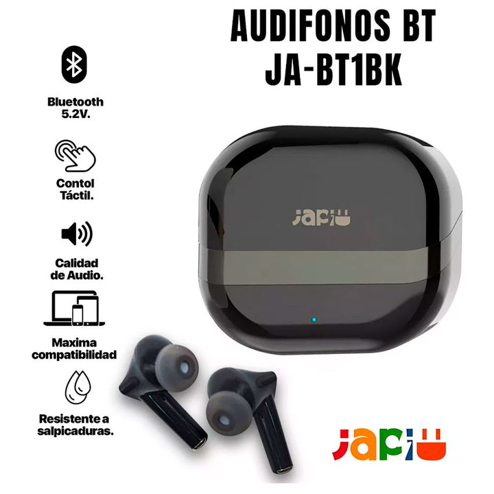 JAPI AUDÍFONOS INALÁMBRICOS BLUETOOTH JA-BT1 COLOR NEGRO