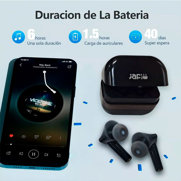 JAPI AUDÍFONOS INALÁMBRICOS BLUETOOTH JA-BT1 COLOR NEGRO