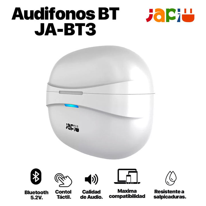 JAPI AUDÍFONOS INALÁMBRICOS BLUETOOTH JA-BT3 COLOR BLANCO