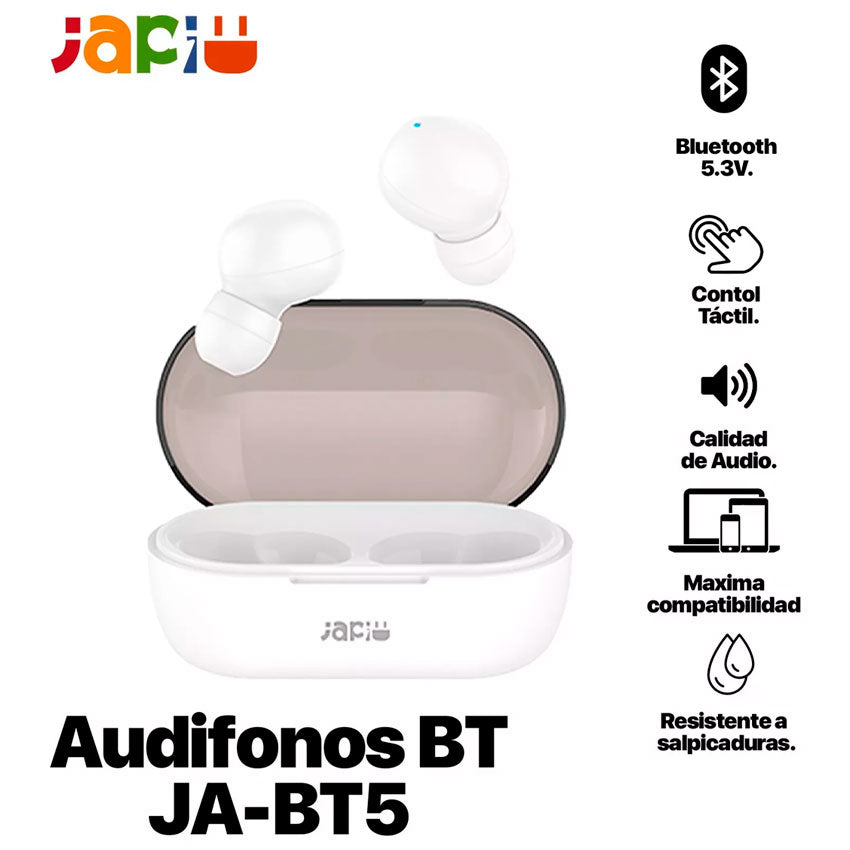 JAPI AUDÍFONOS INALÁMBRICOS BLUETOOTH JA-BT5 COLOR BLANCO