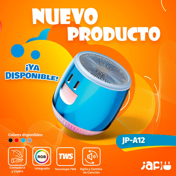 JAPI BOCINA BLUETOOTH BARRILITO CON LUCES RGB SONIDO ENVOLVENTE