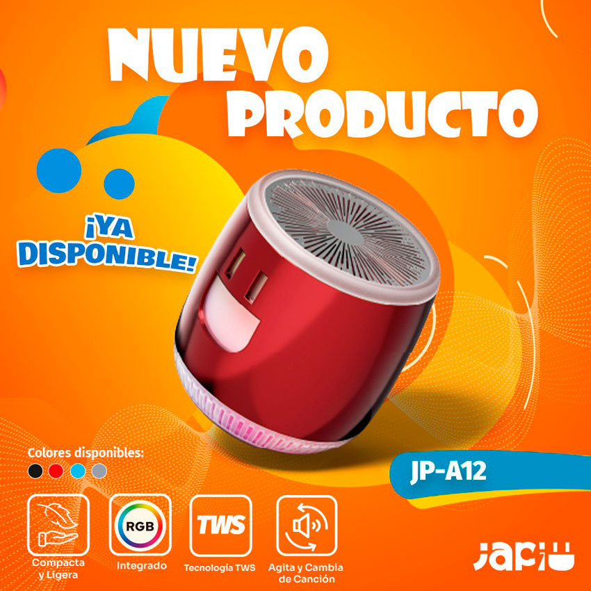 JAPI BOCINA BLUETOOTH BARRILITO CON LUCES RGB SONIDO ENVOLVENTE
