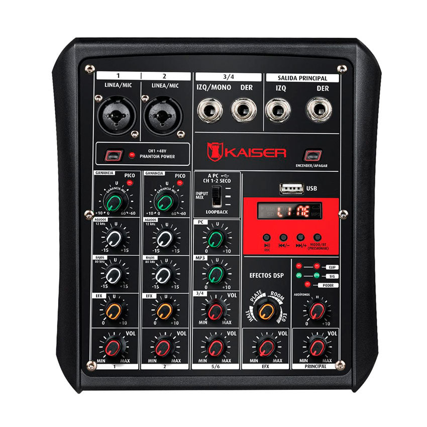 Mezcladora Musical Bluetooth Multifuncion 6 Canales Kaiser
