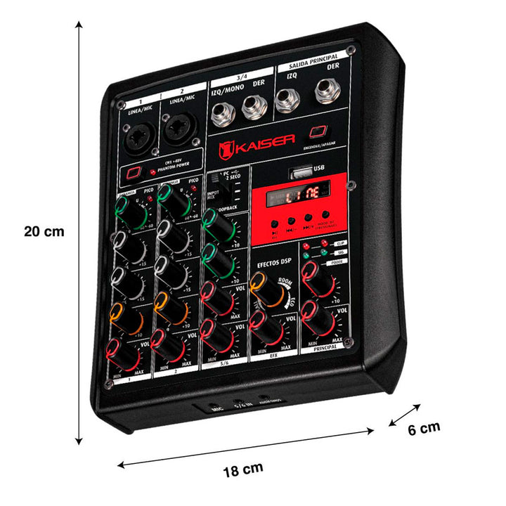 Mezcladora Musical Bluetooth Multifuncion 6 Canales Kaiser