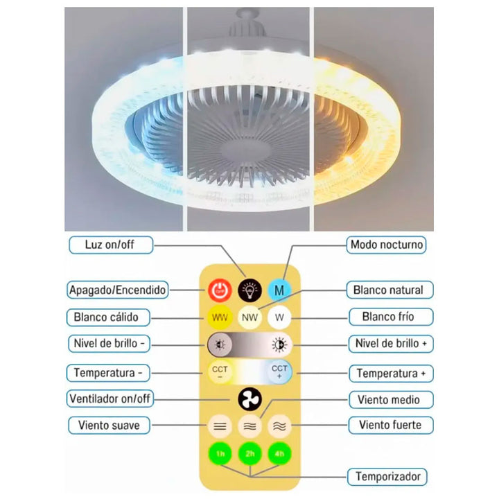 Lampara Led con Ventilador 25w Efecto Cristal Megaluz